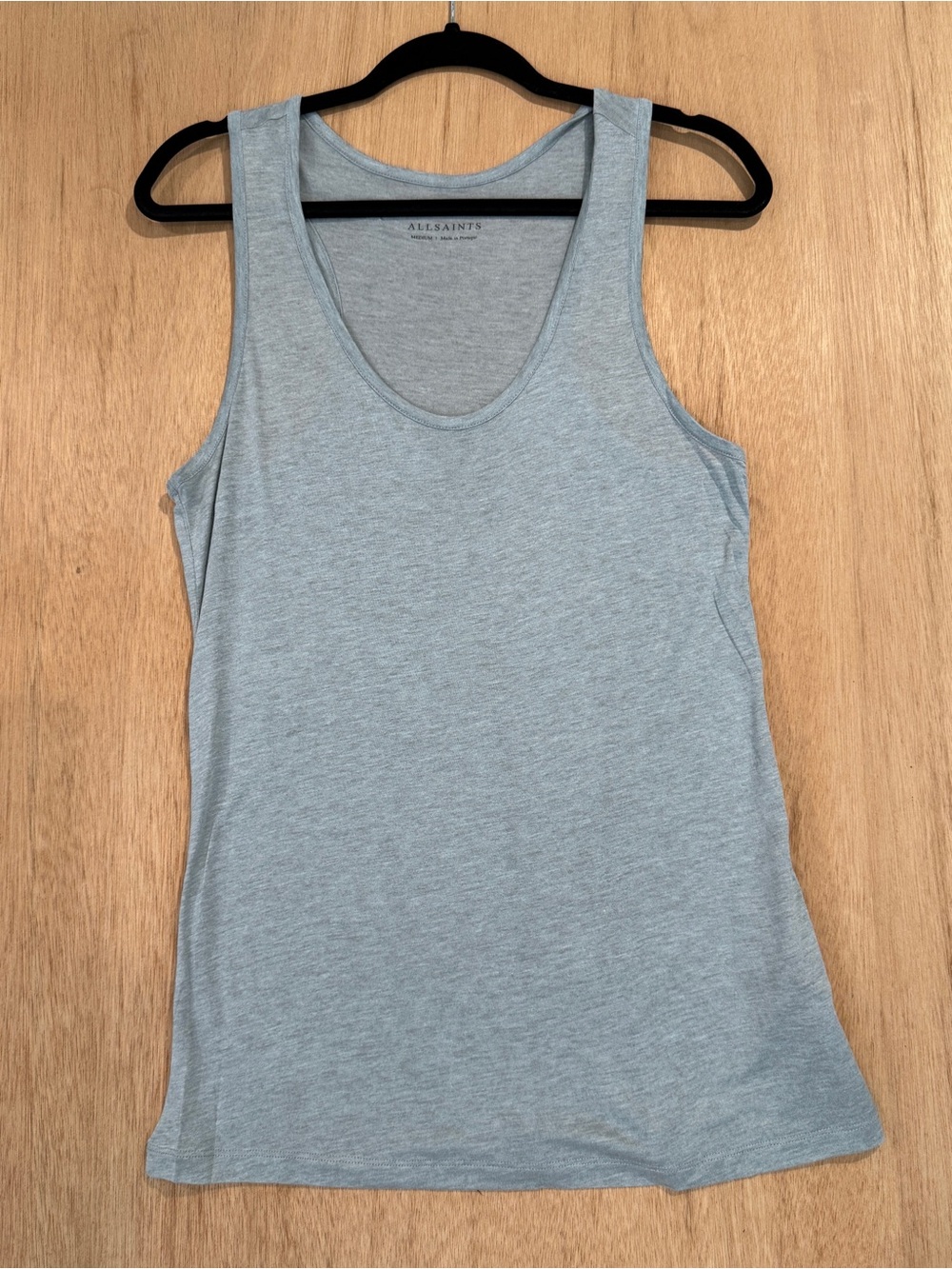 AllSaints Malin Silk Tank Top Medium Light Gray Scoop Neck Racerback Layering